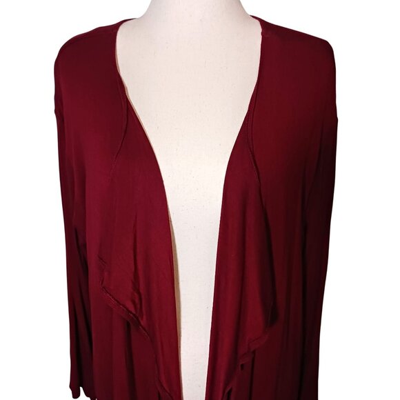 Vince Camuto Drape Front Open Cardigan Burgundy/Maroon Red Size 2X B2 - Picture 4 of 11